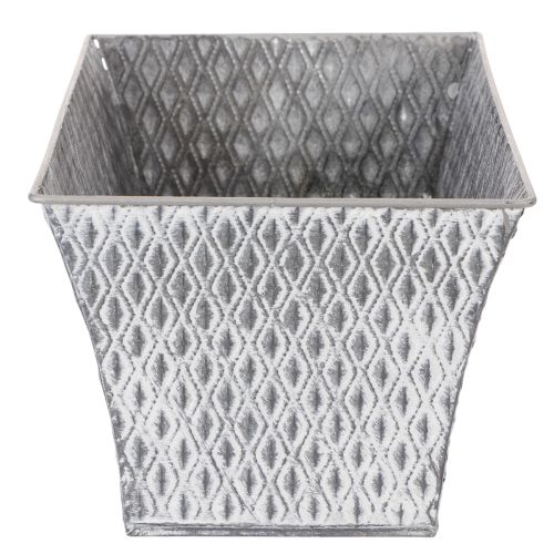 Ciotola in zinco con motivo a rombi, 30 cm × 18 cm, altezza 15 cm. | Floristik24.it
