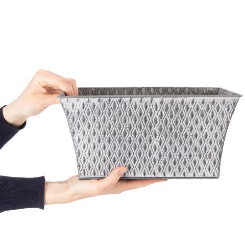 Ciotola in zinco con motivo a rombi, 30 cm × 18 cm, altezza 15 cm. | Floristik24.it