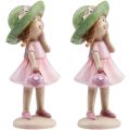 Floristik24 Figure decorative ragazza con cappello rosa verde 6,5x5,5x14,5 cm 2 pezzi