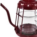 Floristik24 Porta tealight lanterna in vetro teiera rossa Ø15cm H26cm