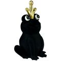 Floristik24 Rana decorativa, principe ranocchio, decorazione primaverile, rana con corona d&#39;oro nera 40,5 cm
