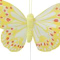 Floristik24 Farfalle decorative su filo piume giallo arancio cm 7×11 12pz