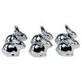 Floristik24 Coniglietti pasquali seduti in ceramica aspetto metallo argento 5,5 cm 6 pezzi