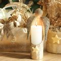 Portacandele a forma di angelo, decorazione festiva dorata, 27 cm | Floristik24.it