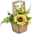 Floristik24 Composizione floreale artificiale di girasole in vaso di legno H31 cm