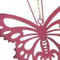 Ciondolo farfalla decorativa in metallo rosa rosa 8,5x9,5 cm 6 pezzi