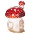 Floristik24 Casetta decorativa a forma di fungo per lumino, dipinta a mano con torretta, 21 cm