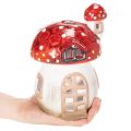 Casetta decorativa a forma di fungo per lumino, dipinta a mano con torretta, 21 cm | Floristik24.it