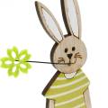 Floristik24 Supporto per coniglietto pasquale coniglietto verde in legno decorazione pasquale 4 pezzi