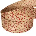 Rami decorativi in nastro con bacche rosse glitterate, 40 mm x 15 m | Floristik24.it