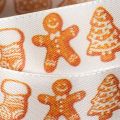 Nastro regalo con decorazioni a forma di omini di pan di zenzero. Nastro festivo per regali di Natale. 25 mm x 18 m. | Floristik24.it