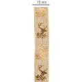 Nastro decorativo con disegno di cervo, nastro natalizio, 15 mm x 15 m | Floristik24.it