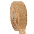 Floristik24 Nastro decorativo in cotone, stile rustico, con frange, 40 mm, 30 m