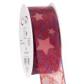Floristik24 Nastro decorativo scintillante con motivo a stelle per decorazioni natalizie, 40 mm x 15 m