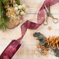 Nastro decorativo scintillante con motivo a stelle per decorazioni natalizie, 40 mm x 15 m | Floristik24.it