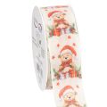 Floristik24 Orsetto con nastro regalo, cappello di Babbo Natale e regali 40mm 15m