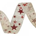 Floristik24 Nastro regalo fiocco fiocco con stelle bianco rosso 25mm 15m