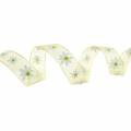 Floristik24 Nastro di organza fiori gialli 15mm nastro di tessuto nastro decorativo decorazione estiva 20m
