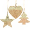Floristik24 Decorazione natalizia stella/cuore/albero, ciondolo in legno, decorazione dell&#39;Avvento H10/12,5 cm 3 pezzi