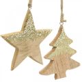 Floristik24 Decorazione natalizia stella/cuore/albero, ciondolo in legno, decorazione dell&#39;Avvento H10/12,5 cm 3 pezzi