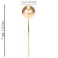 Palline artificiali di bacche dorate su filo per composizioni festive, 2 cm, 48 pezzi | Floristik24.it