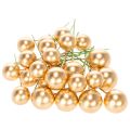 Palline artificiali di bacche dorate su filo per composizioni festive, 2 cm, 48 pezzi | Floristik24.it