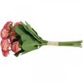 Fiore artificiale, bellis artificiale a mazzetto, margherite bianco-rosa L32cm 10pz