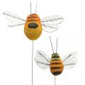Floristik24 Ape decorativa, decorazione primaverile, ape su filo arancione, giallo B5/6,5cm 12pz