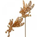 Floristik24 Spina fiore ape, decorazione ruggine, spina decorativa patina L31/32cm 6pz