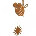 Floristik24 Picchetti da giardino ape, decorazione primaverile, spina in metallo patina L24,5cm 6pz