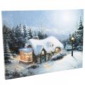 Floristik24 LED murale paesaggio invernale con casa 38×28cm Per batteria