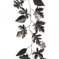 Floristik24 Decorazione da parete ghirlanda di metallo foglie in ottone L100cm L27cm
