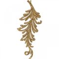 Floristik24 Ciondolo albero con glitter, piume decorative da appendere, decorazione natalizia Dorato L16cm 6pz