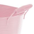 Floristik24 Vassoio di latta ovale rosa pastello 20 cm x 12 cm x 9 cm