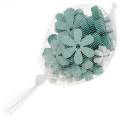 Floristik24 decorazioni da spargere blossom verde, menta, fiori di legno bianchi per spargere 29p