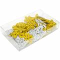 Floristik24 Fiori e farfalle da spolverare giallo, decorazione spolverata di legno bianco decoro primaverile 72pz