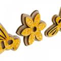 Floristik24 Fiori e api da spolverare arancio in legno spolverata decorazione primavera 36pz