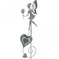 Floristik24 Decorazione da giardino, plug decorativo fiore elfo, decorazione primaverile, plug in metallo, fata con cuori, San Valentino 2 pezzi