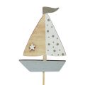 Floristik24 Tappo per fiori decorazione barca a vela in legno colorato 5,5x8 cm 12 pezzi