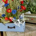 Floristik24 Spina per fiori farfalla, decorazione da giardino in metallo, spina per piante shabby chic bianco, argento L51cm 3pz
