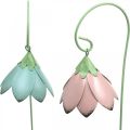 Floristik24 Fiori a campana da incollare, fiori in metallo, tappi a molla L34 cm rosa, viola, blu, bianco set da 4