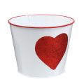 Floristik24 Fioriera bianca con cuore in vaso rosso Ø18cm H13.5cm