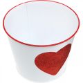Floristik24 Fioriera bianca con cuore in vaso rosso Ø18cm H13.5cm