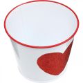 Floristik24 Fioriera bianca con cuore in vaso rosso Ø13cm H10.5cm