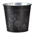 Floristik24 Vaso da fiori fioriera in metallo nero argento Ø12,5 cm H11,5 cm