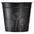 Floristik24 Vaso da fiori fioriera in metallo nero argento Ø12,5 cm H11,5 cm