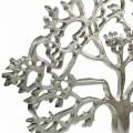 Floristik24 Albero in metallo, faggio decorativo su base in legno, decorazione in metallo argentato, albero della vita, legno di mango