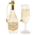Set di ciondoli a forma di bottiglia e calice di champagne, decorazione per albero di Natale, 14 cm, 2 pezzi | Floristik24.it