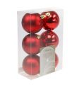 Floristik24 Palline per albero di Natale in plastica rossa 8 cm 6 pezzi