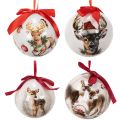 Pallina di Natale con motivo a cervo e nastro per appenderla, 7 cm, 4 pezzi | Floristik24.it